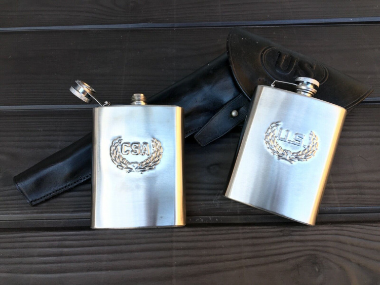 (image for) C.S.A. Embossed Stainless Steel 6 Ounce Hip Flask